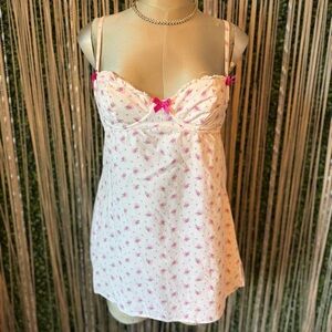 Vintage Victoria's Secret Floral White Chemise/Matching panties Y2K NWOT